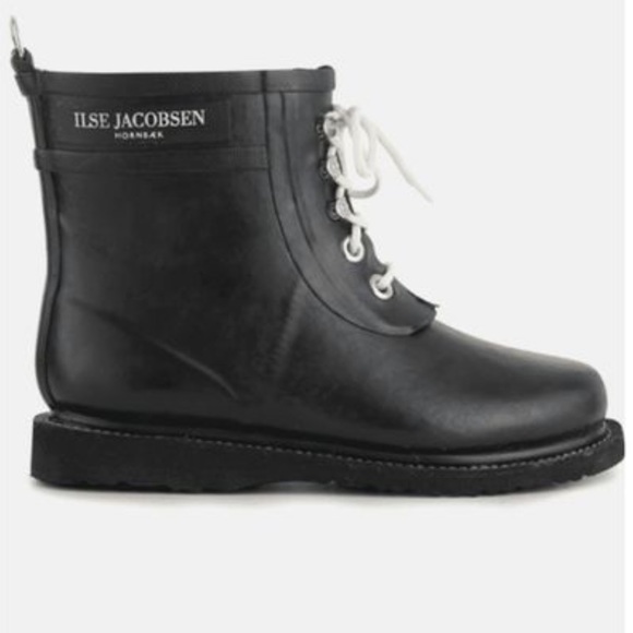 RARE ILSE JACOBSEN Sz 39 black short Wellies with speed lacing awesome & Prelove - Picture 1 of 8